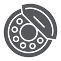 Brake pads glyph icon, auto and part, brake shoe sign, vector graphics, a solid pattern on a white background.