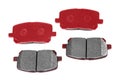 Brake pads. Top view car brake pads on a white background. Set pad for red brake. Spare parts for cars Royalty Free Stock Photo