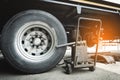 Brake pads a truck wheels for repairing to change. Royalty Free Stock Photo