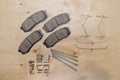 Brake Replacement Kit Showing Brake Pads, Caliper Pins, Shims, Wear Indicators, and Hardware Royalty Free Stock Photo