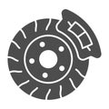 Brake shoe solid icon. Disk brake vector illustration isolated on white. Auto disk brake glyph style design, designed