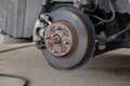 The Brake System of an ECO Car That Lacks of Maintenance and is Full of Rust Royalty Free Stock Photo