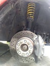 Brake system with shock absorber and suspension.