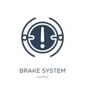 brake system warning icon in trendy design style. brake system warning icon isolated on white background. brake system warning