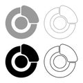 Brake system on wheel Automobile car disc pad hydraulic drum set icon grey black color vector illustration image solid fill