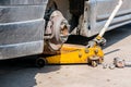 Brakes on a car with removed wheel Royalty Free Stock Photo