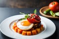 brakfast with apples and fry egg Royalty Free Stock Photo