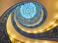 The Bramante Staircase is a double helix, having two staircases allowing people to ascend without meeting people descending Royalty Free Stock Photo