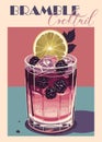 Bramble Cocktail retro poster vector wall art.