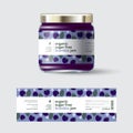 Bramble Jam label and packaging. Jar with cap with label.