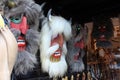 Bran, Brasov, Romania - January 1, 2023: Traditional goods displayed at the market place in Bran, Brasov