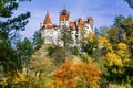 Bran Castle, Brasov, Transylvania, Romania. Autumn landscape wit Royalty Free Stock Photo