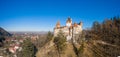 Bran Castle Dracula castle in Transylvania in Romania. Panoramic view Royalty Free Stock Photo