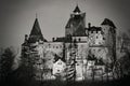 Bran Castle, medieval fortress, lighted at night - landmark attraction in Romania Royalty Free Stock Photo