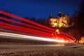 Bran Castle, medieval fortress, lighted at night - landmark attraction in Romania Royalty Free Stock Photo