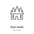 Bran castle outline vector icon. Thin line black bran castle icon, flat vector simple element illustration from editable monuments