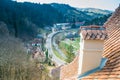 Bran Castle - view from the roof terrace, Transylvania, Romania Royalty Free Stock Photo