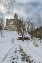 Bran Castle during winter season Royalty Free Stock Photo