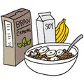 Bran cereal with bananas and soy milk Royalty Free Stock Photo