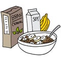 Bran cereal with bananas and soy milk