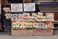 Bran Dracula Castle area open air street stalls and markets with Romanian products in Transylvania Royalty Free Stock Photo