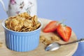 Bran flakes cereal with strawberry Royalty Free Stock Photo