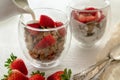 Bran Flakes Cereal with Yogurt and Strawberries Royalty Free Stock Photo