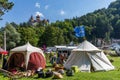 Bran, Romania - 12 August, 2017: Medieval festival tent and prep