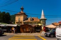 BRAN, ROMANIA: Beautiful traditional Oklo houses of Dracula castle Royalty Free Stock Photo