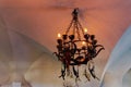 Bran, Romania Dracula Castle Transylvania spooky Halloween hanging chandelier with mysterious pagan decoration concept