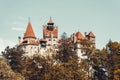 Ancient creepy castle Bran. Abode of Dracula in Transylvania, Romania, Eastern Europe Royalty Free Stock Photo