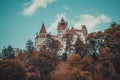 Mysterious beautiful Bran Castle. Vampire Residence of Dracula in the forests of Romania