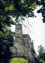 Mysterious beautiful Bran Castle. Vampire Residence of Dracula in the forests of Romania