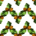 Branch acorn seamless pattern