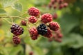 Branch of blackberry bush in the garden. Royalty Free Stock Photo