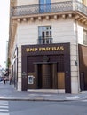 Branch of BNP Paribas bank near Opera, Paris, France Royalty Free Stock Photo