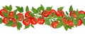 Branch with fresh ripe cherry tomatoes and green leaves on white background, banner design Royalty Free Stock Photo