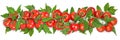 Branch with fresh ripe cherry tomatoes and green leaves on white background, banner design Royalty Free Stock Photo