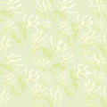 Branch honeysuckle. Seamless pattern. Collage of flowers and leaves. Watercolor.
