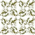 Branch honeysuckle. Watercolor. Seamless pattern. Wallpaper.