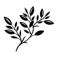 Branch with leaves silhouette in black color. Laser cutting eps10 vector template