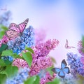 Branch of lilac blue and pin