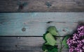 Branch of lilac on a rustic wooden table, copy space Royalty Free Stock Photo