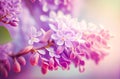 branch of pink lilac blurred background. Generative AI, Generative, AI