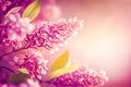 branch of pink lilac blurred background. Generative AI, Generative, AI