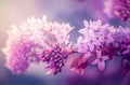 branch of pink lilac blurred background. Generative AI, Generative, AI