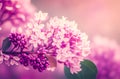 branch of pink lilac blurred background. Generative AI, Generative, AI