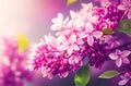 branch of pink lilac blurred background. Generative AI, Generative, AI