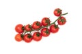 A branch of red cherry tomatoes on a white background. Small and juicy vegetable is rich in vitamins and trace elements. Healthy