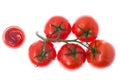 Branch with red ripe tomatoes, isolated on white background Royalty Free Stock Photo